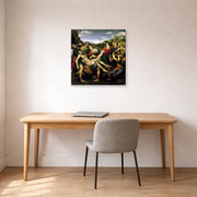 Gallery-wrapped canvas print of Raphael's The Deposition displayed on a wall in a office