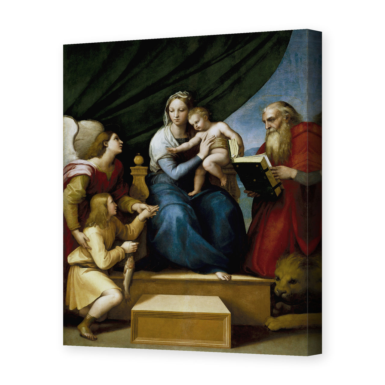 Raphael's 'The Holy Family with St. Raphael, Tobias and St. Jerome' painting reproduced as a gallery-wrapped canvas print