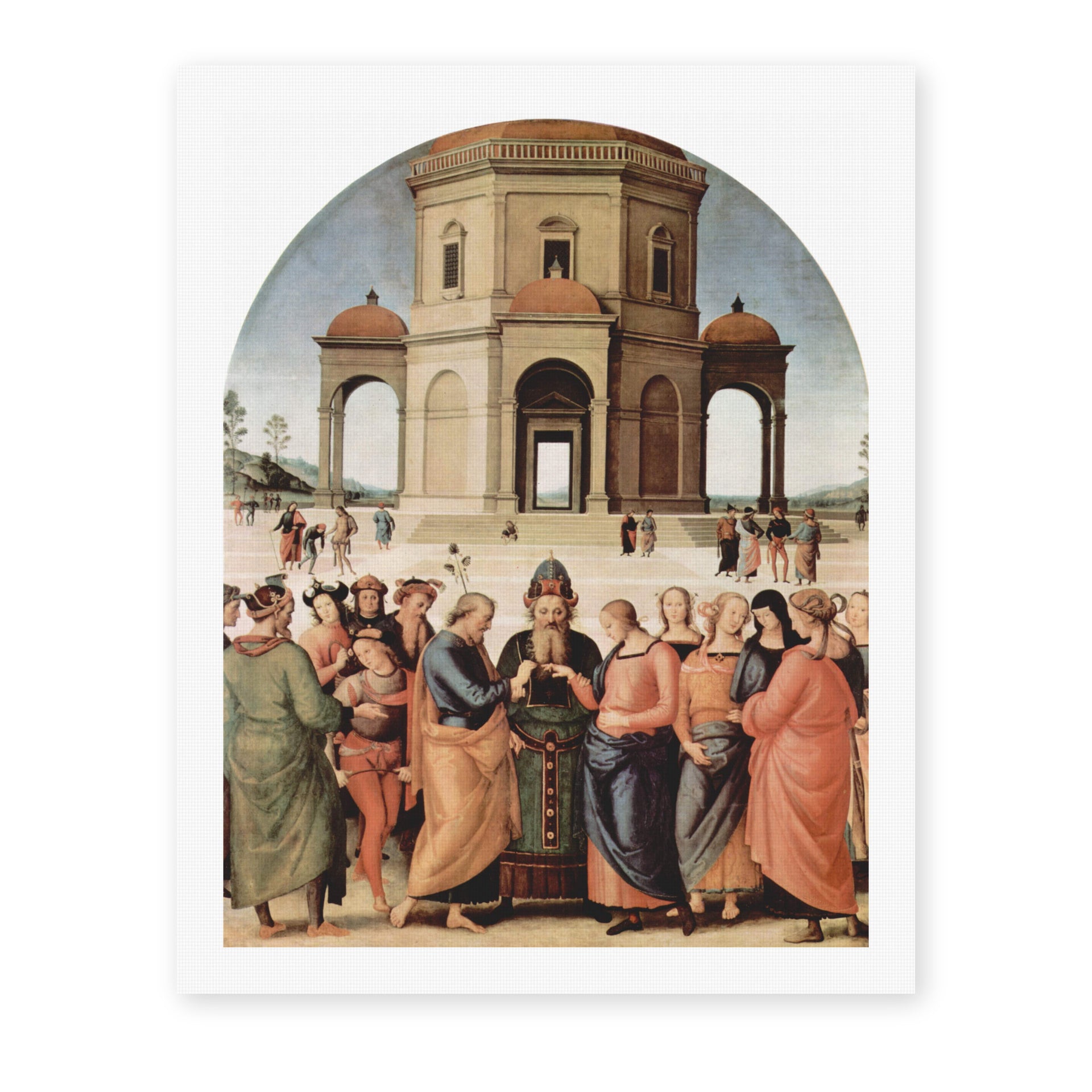 Raphael's 'The Marriage of the Virgin' painting reproduced as a rolled canvas print