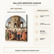 Raphael - The Marriage of the Virgin gallery wrap canvas construction and hanging details infographic