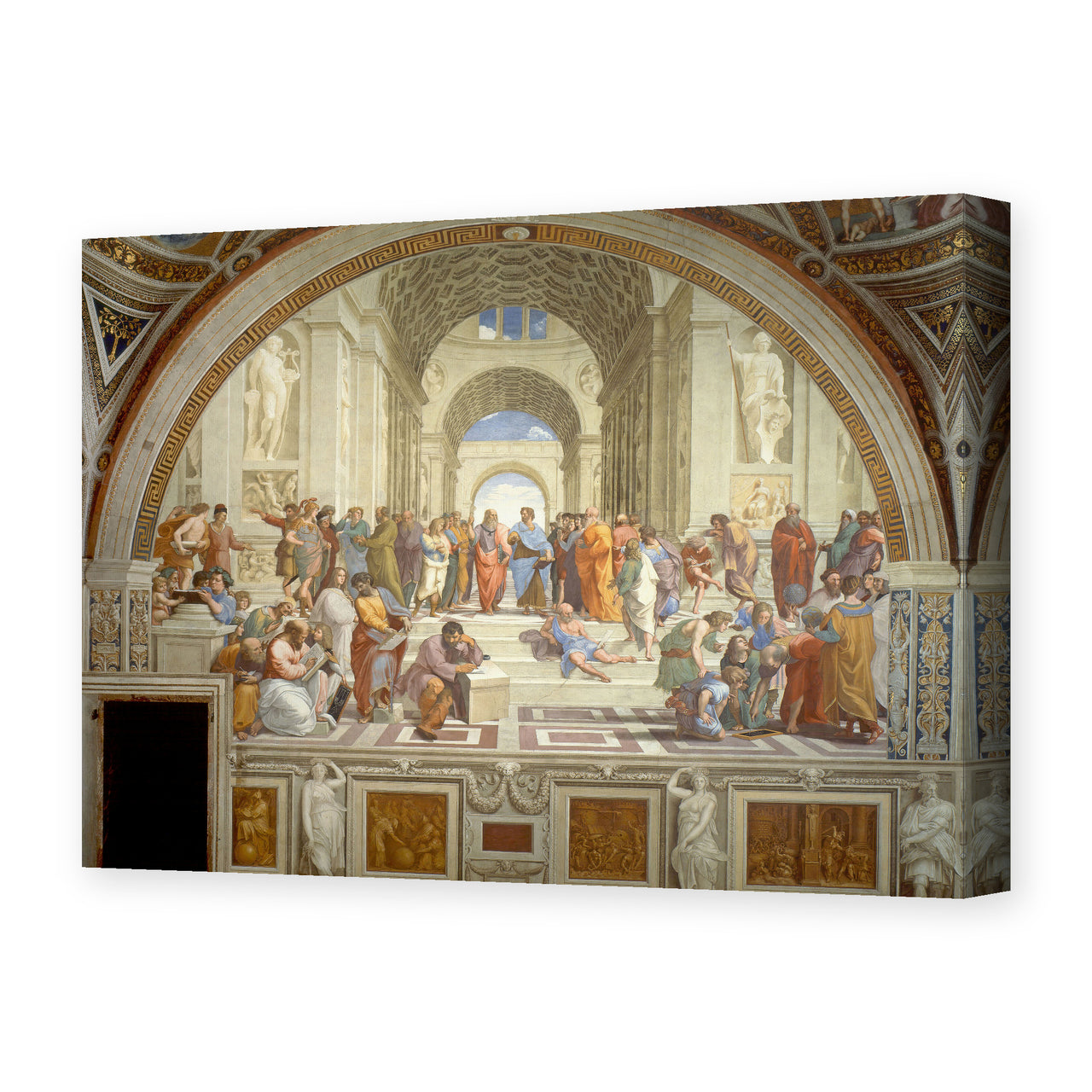 Raphael's 'The School of Athens' painting reproduced as a gallery-wrapped canvas print