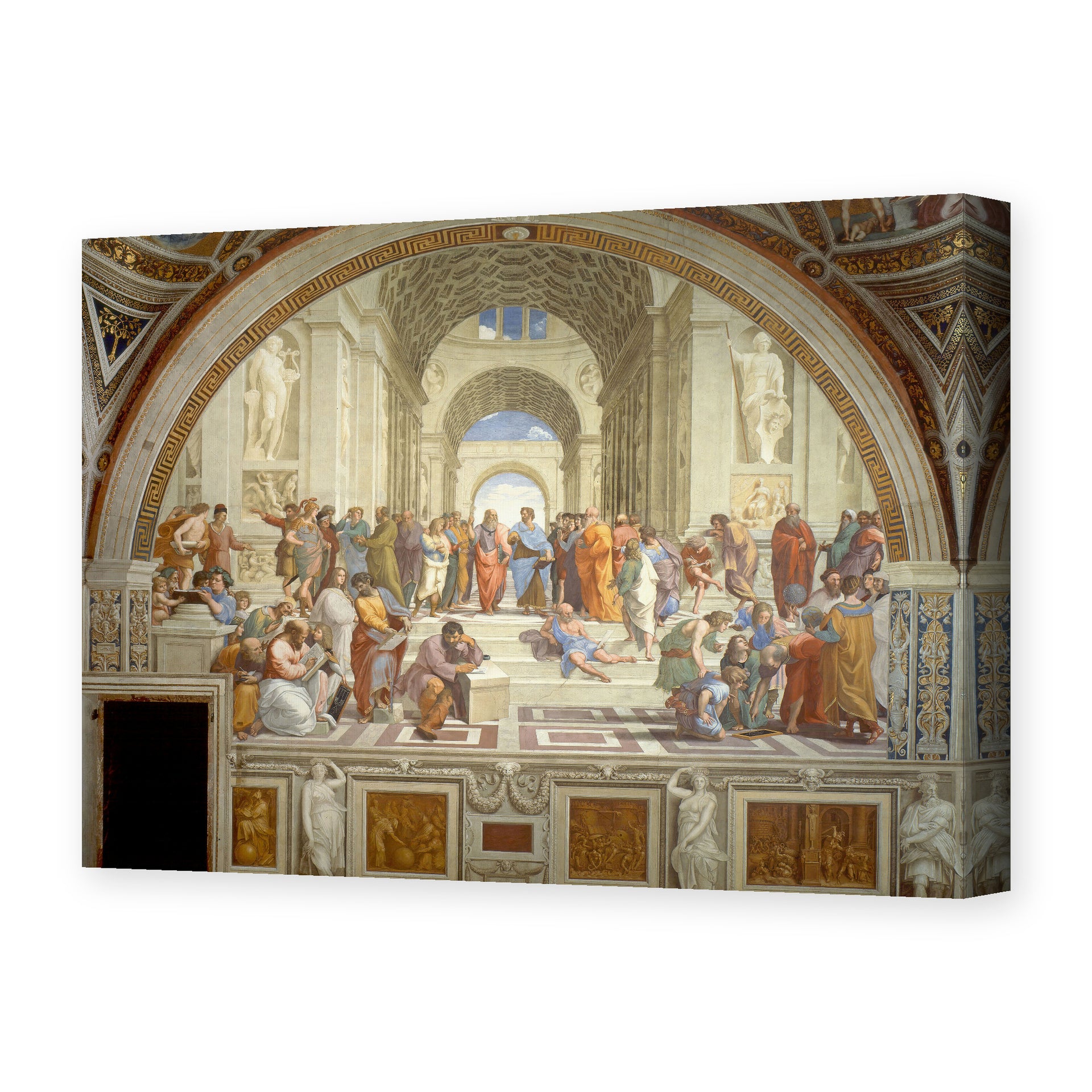 Raphael's 'The School of Athens' painting reproduced as a gallery-wrapped canvas print