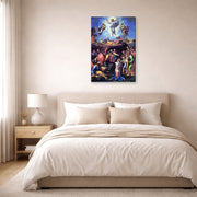 Gallery-wrapped canvas print of Raphael's The Transfiguration displayed on a wall in a bedroom