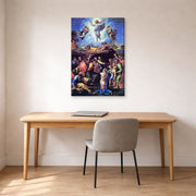 Gallery-wrapped canvas print of Raphael's The Transfiguration displayed on a wall in a office