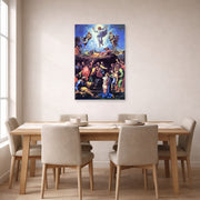 Unframed poster print of Raphael's The Transfiguration displayed on a wall in a dining