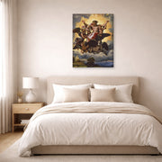 Gallery-wrapped canvas print of Raphael's The vision of Ezekiel displayed on a wall in a bedroom