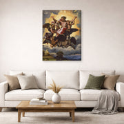 Gallery-wrapped canvas print of Raphael's The vision of Ezekiel displayed on a wall in a living room