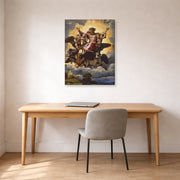 Gallery-wrapped canvas print of Raphael's The vision of Ezekiel displayed on a wall in a office