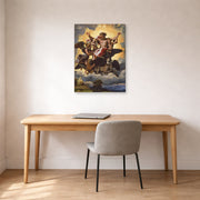 Unframed poster print of Raphael's The vision of Ezekiel displayed on a wall in a office