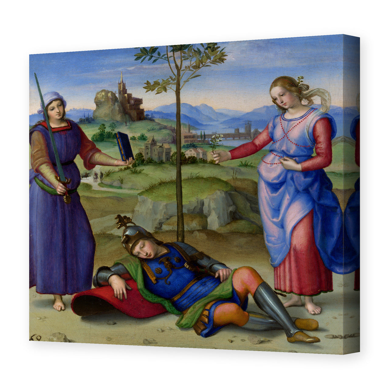 Raphael's 'The Vision of a Knight' painting reproduced as a gallery-wrapped canvas print