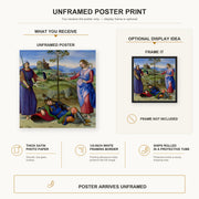 Raphael - The Vision of a Knight poster print size comparison and framing display infographic