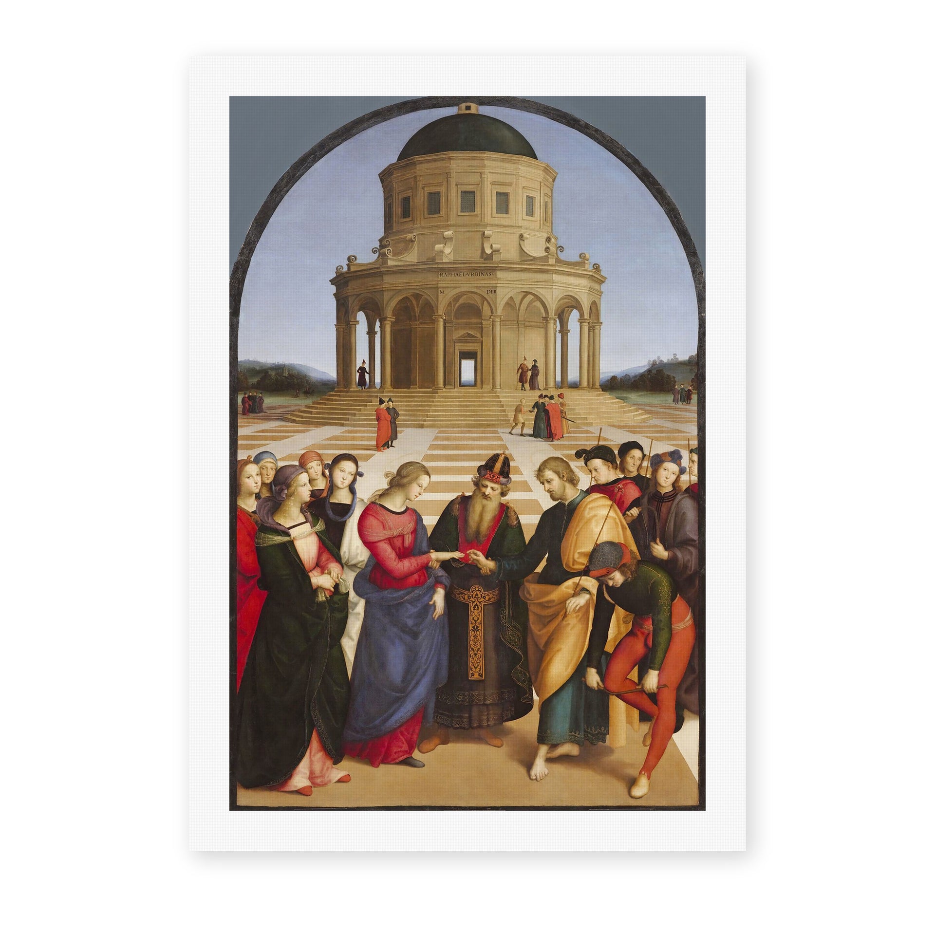 Raphael's 'The Wedding of the Virgin' painting reproduced as a rolled canvas print