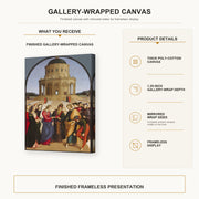 Raphael - The Wedding of the Virgin gallery wrap canvas construction and hanging details infographic