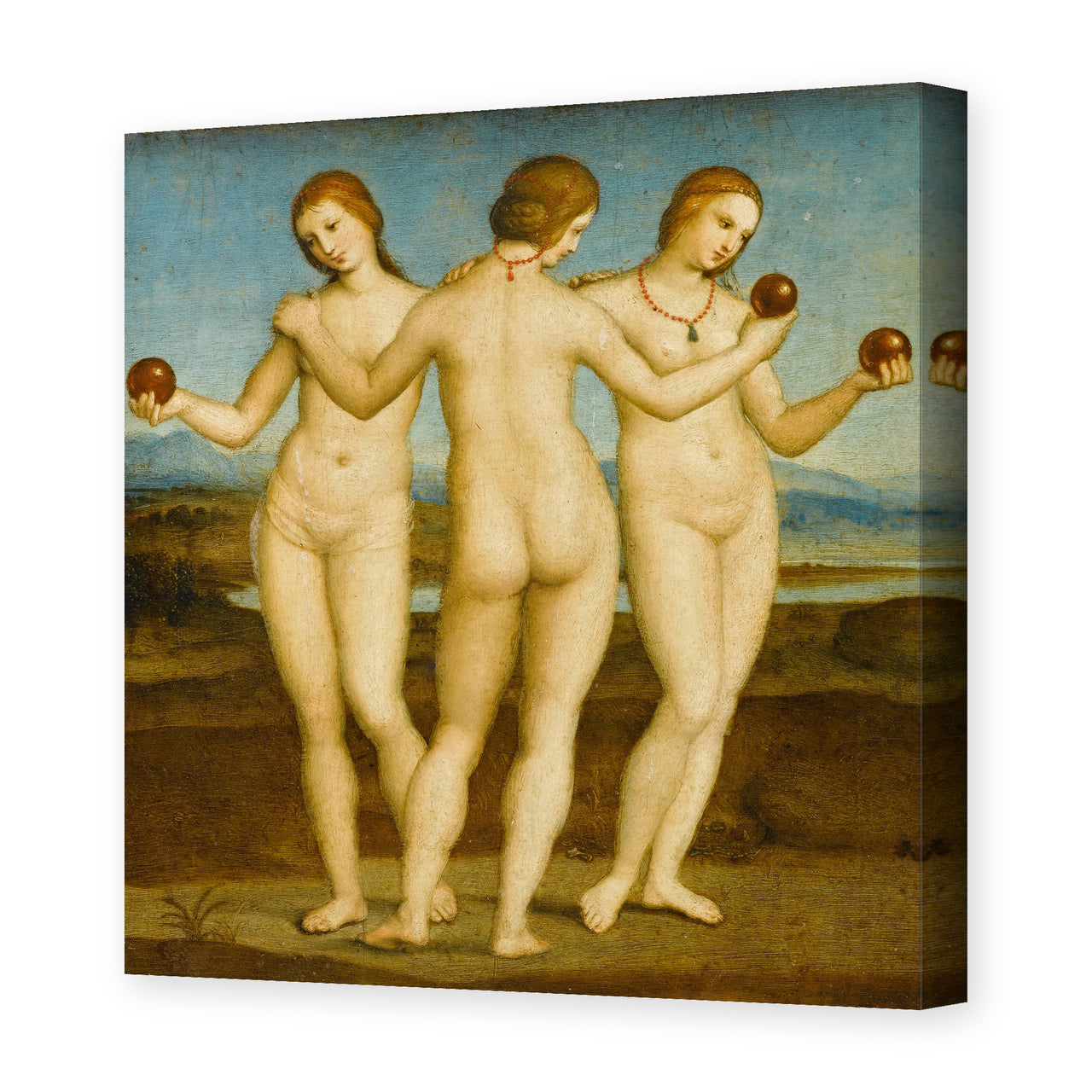 Raphael's 'Three Graces' painting reproduced as a gallery-wrapped canvas print
