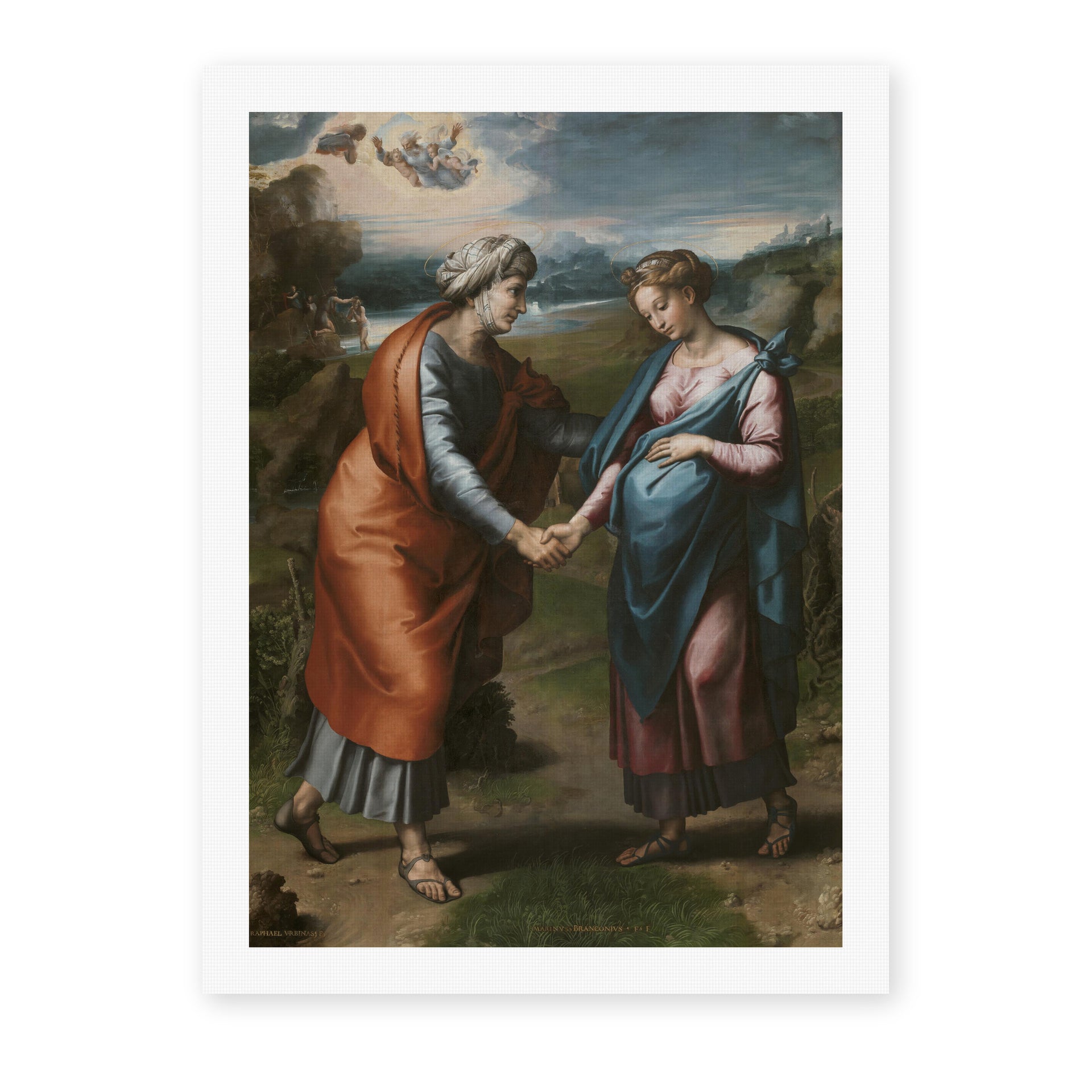 Raphael's 'Visitacion' painting reproduced as a rolled canvas print