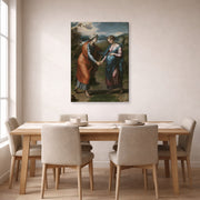 Gallery-wrapped canvas print of Raphael's Visitacion displayed on a wall in a dining