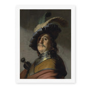 Rembrandt's 'A Man in a Gorget and Cap' painting reproduced as a rolled canvas print