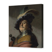 Rembrandt's 'A Man in a Gorget and Cap' painting reproduced as a gallery-wrapped canvas print