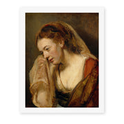 Rembrandt's 'A Weeping Woman' painting reproduced as a rolled canvas print