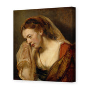 Rembrandt's 'A Weeping Woman' painting reproduced as a gallery-wrapped canvas print