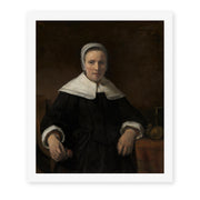 Rembrandt's 'A Woman Holding a Pink' painting reproduced as a rolled canvas print