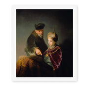 Rembrandt's 'A Young Scholar and His Tutor' painting reproduced as a rolled canvas print