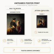 Rembrandt - A Young Scholar and His Tutor poster print size comparison and framing display infographic