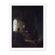 Rembrandt's 'Anna and the Blind Tobit' painting reproduced as a rolled canvas print