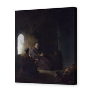 Rembrandt's 'Anna and the Blind Tobit' painting reproduced as a gallery-wrapped canvas print