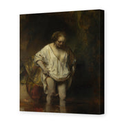 Rembrandt's 'Bathing Girl' painting reproduced as a gallery-wrapped canvas print