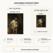 Rembrandt - Bathing Girl poster print size comparison and framing display infographic