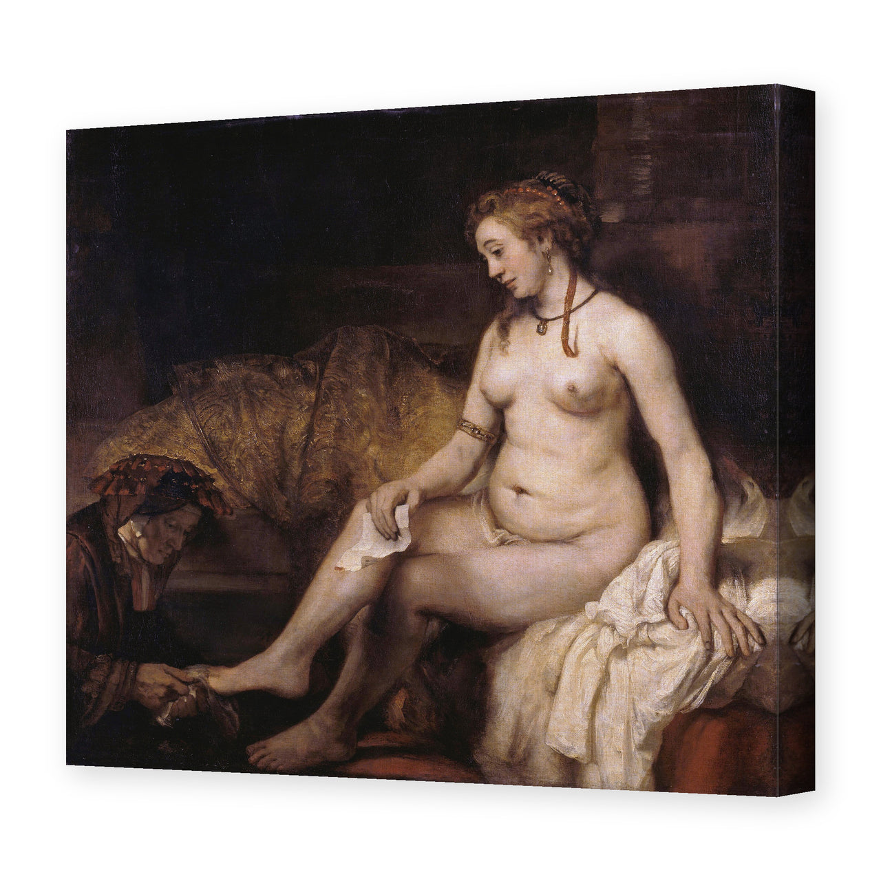 Rembrandt's 'Bathsheba at Her Bath' painting reproduced as a gallery-wrapped canvas print