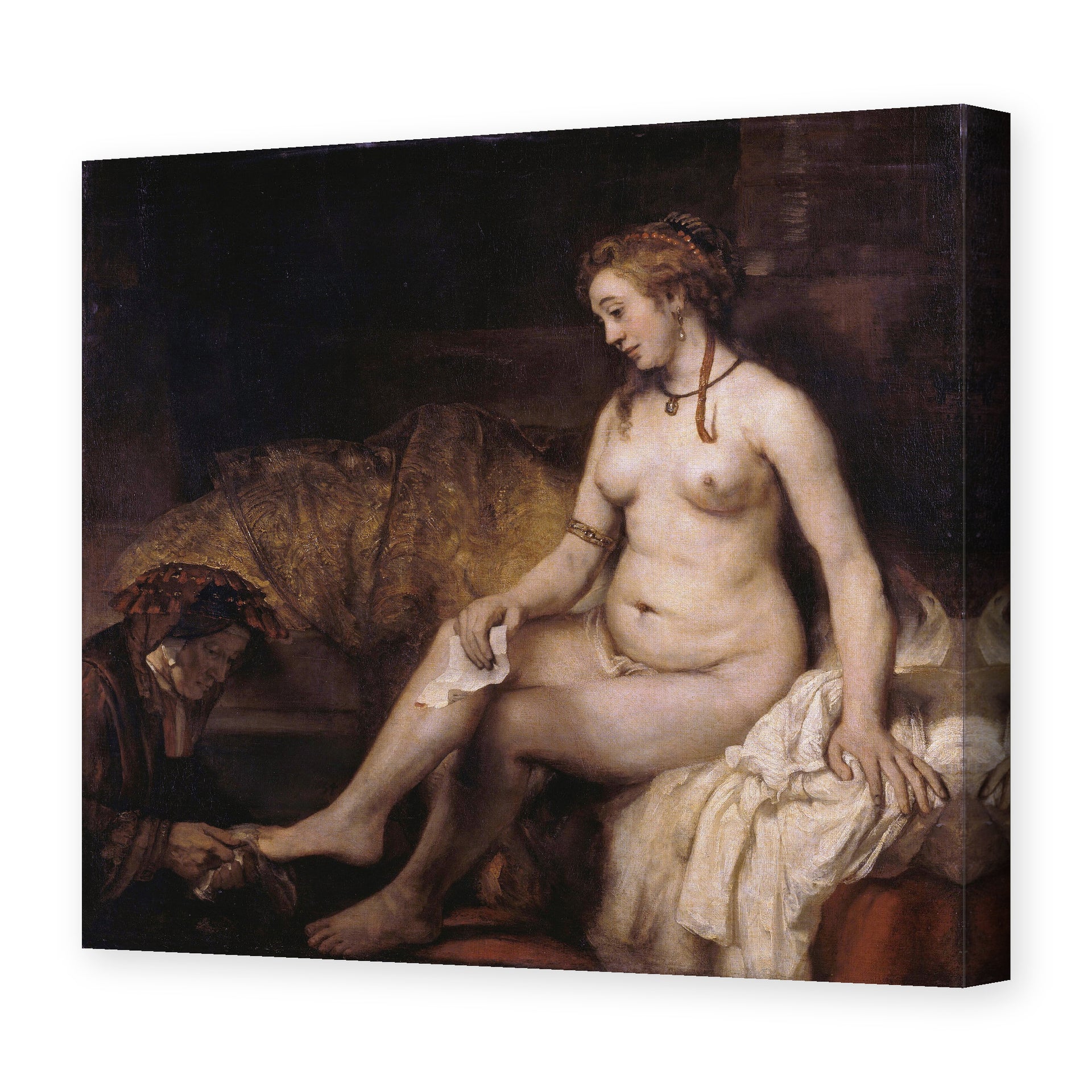 Rembrandt's 'Bathsheba at Her Bath' painting reproduced as a gallery-wrapped canvas print