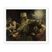 Rembrandt's 'Belshazzars Feast' painting reproduced as a rolled canvas print