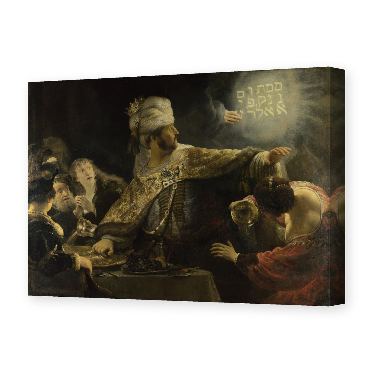 Rembrandt's 'Belshazzars Feast' painting reproduced as a gallery-wrapped canvas print