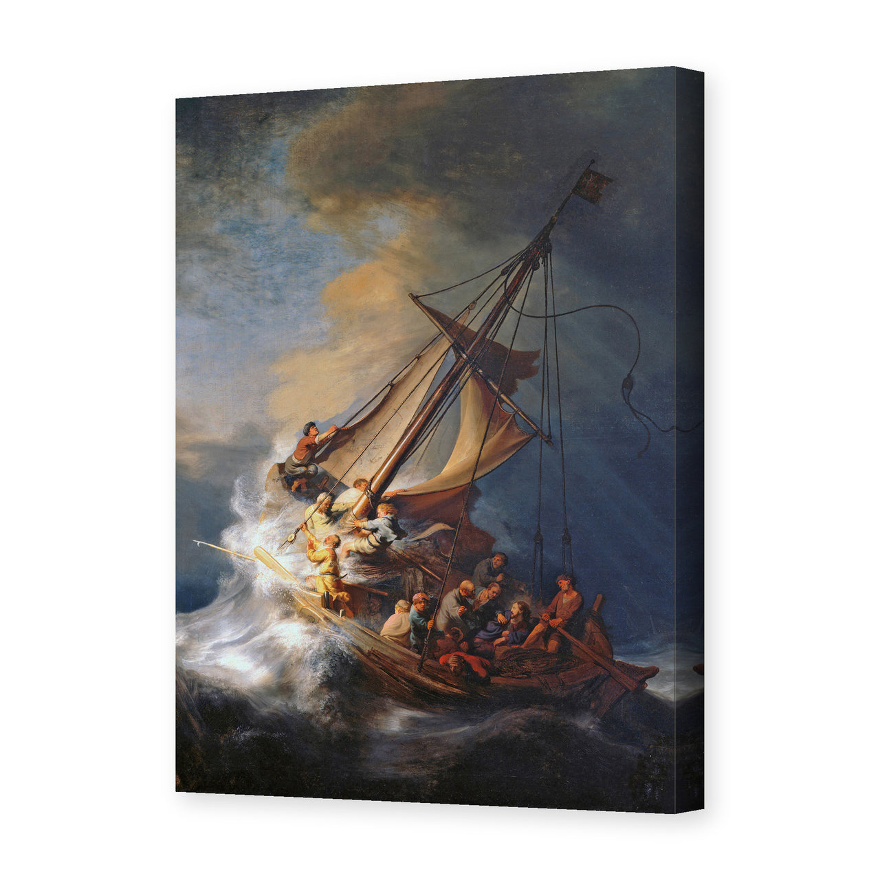 Rembrandt's 'Christ in the Storm on the Lake of Galilee' painting reproduced as a gallery-wrapped canvas print