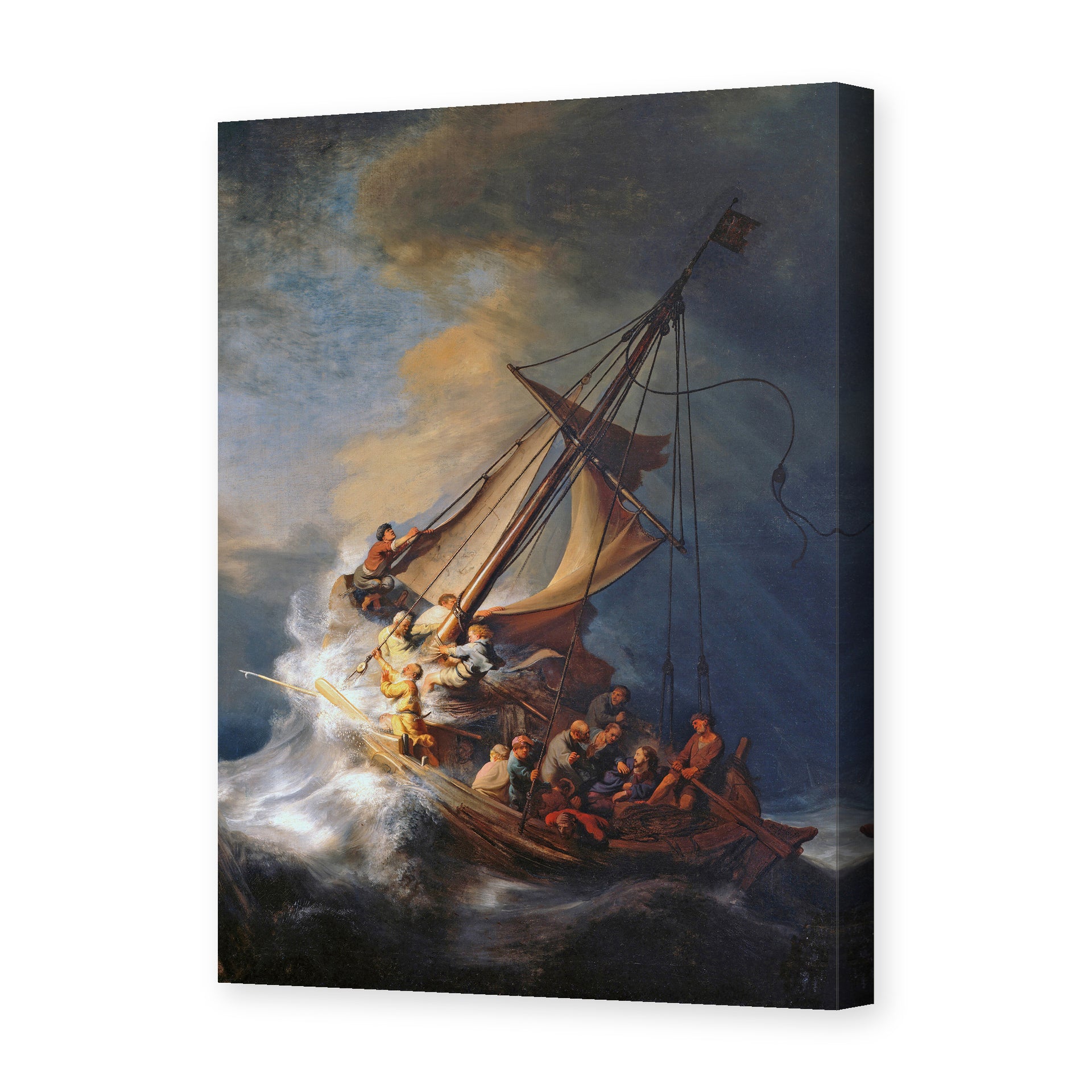 Rembrandt's 'Christ in the Storm on the Lake of Galilee' painting reproduced as a gallery-wrapped canvas print