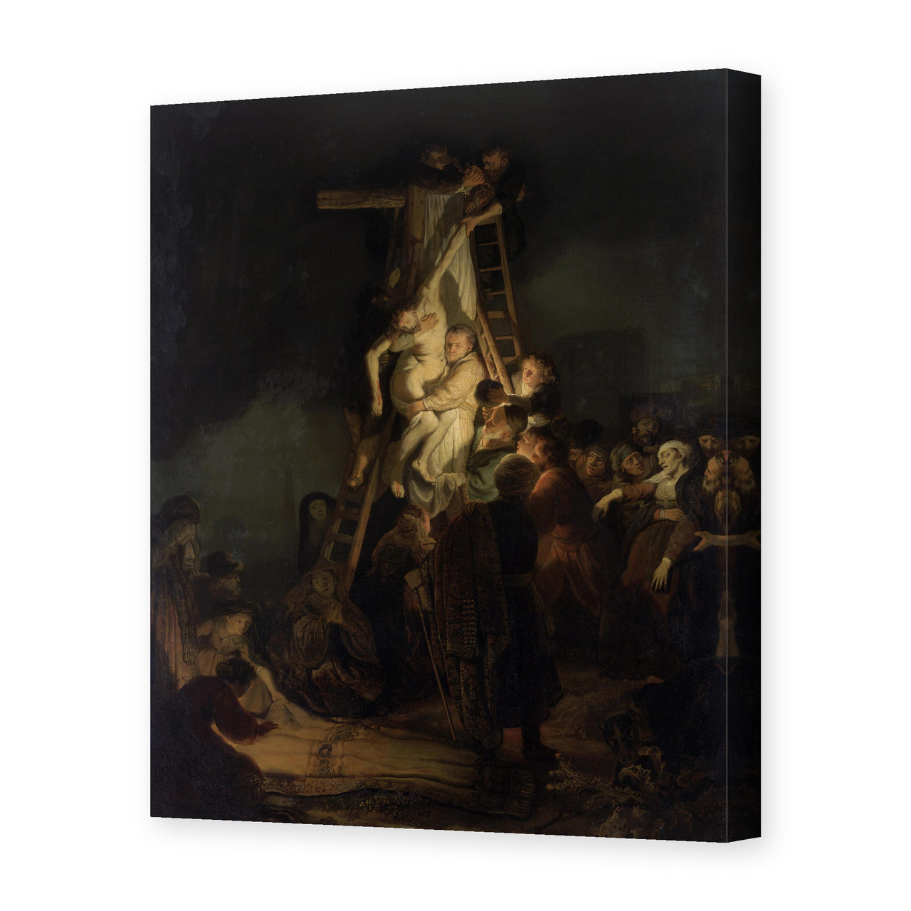 Rembrandt's 'Descent from the Cross' painting reproduced as a gallery-wrapped canvas print