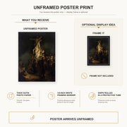 Rembrandt - Descent from the Cross poster print size comparison and framing display infographic