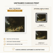 Rembrandt - Diana with Actaeon and Calisto canvas print size comparison and framing display infographic