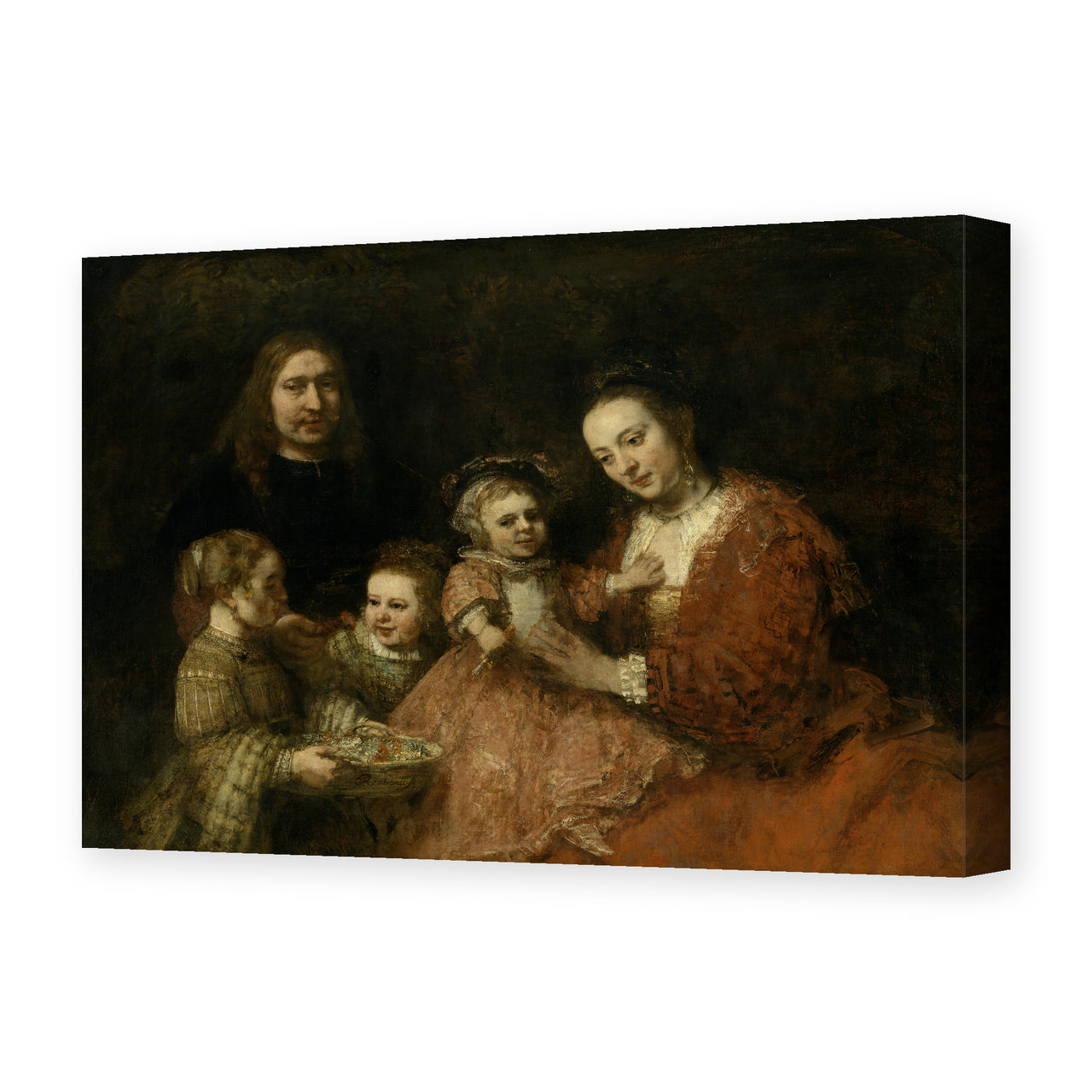 Rembrandt's 'Family Group' painting reproduced as a gallery-wrapped canvas print