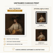 Rembrandt - Flora canvas print size comparison and framing display infographic