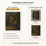 Rembrandt - Grieving Judas canvas print size comparison and framing display infographic