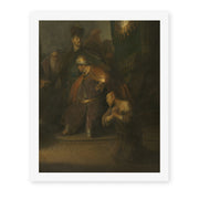 Rembrandt's 'Grieving Judas' painting reproduced as a rolled canvas print