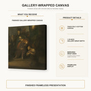 Rembrandt - Grieving Judas gallery wrap canvas construction and hanging details infographic