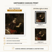 Rembrandt - Holy Family canvas print size comparison and framing display infographic