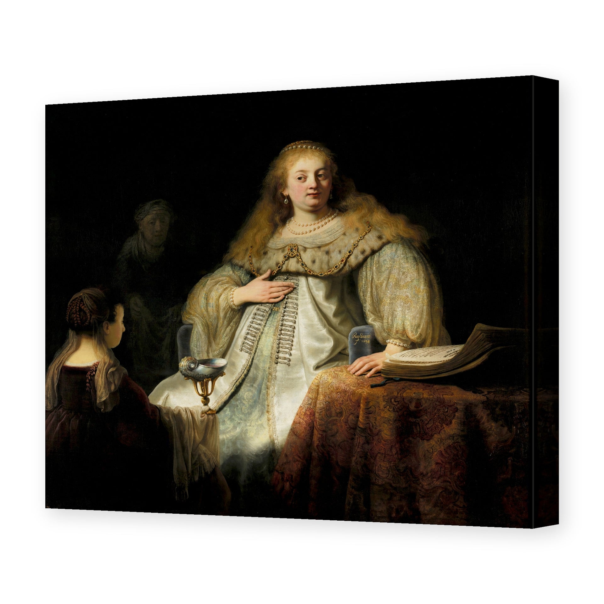 Rembrandt's 'Judith at the Banquet of Holofernes (artemisia)' painting reproduced as a gallery-wrapped canvas print