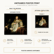Rembrandt - Judith at the Banquet of Holofernes (artemisia) poster print size comparison and framing display infographic