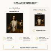Rembrandt - Lucretia poster print size comparison and framing display infographic