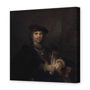 Rembrandt's 'Man with a Sword' painting reproduced as a gallery-wrapped canvas print